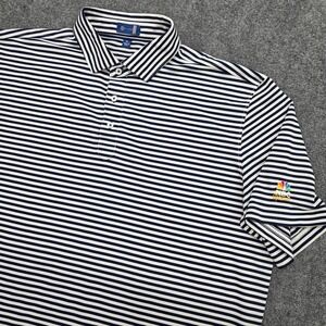 Stitch Golf Mens XL Navy White Striped Polo Shirt NBC Sports Logo Peru Made